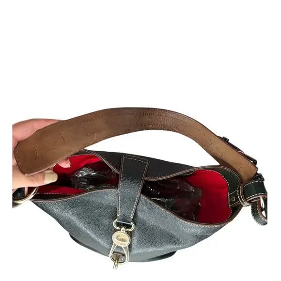 Dooney & Bourke Lily Bucket Pebbled Leather Green Front Buckle Shoulder Bag - Picture 5 of 12